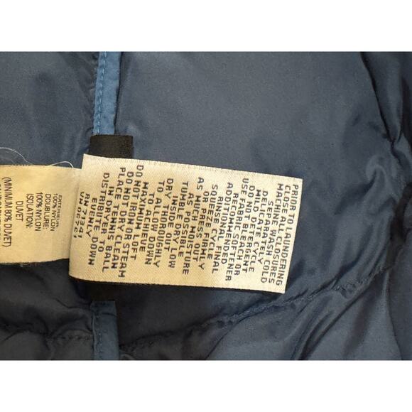 LL Bean Downtek Women L PET Hooded Puffer Jacket Blue Toggle GORPCORE Hiking - Picture 6 of 13